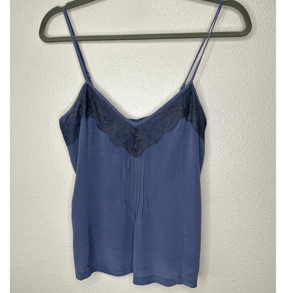 Kimchi Blue Blue Silk Sueded Lace Spaghetti Strap Cami Top Small - Picture 1 of 13